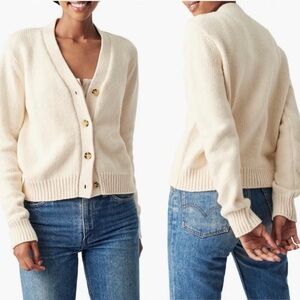 Faherty Made in Italy Cuddle V-Neck Button Front Cardigan Classic Minimal SZ S